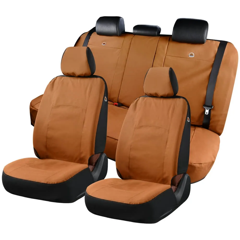 Coverado Canvas Front Rear Car Seat Covers Universal Fit Auto Seat Protectors for Kids & Dogs