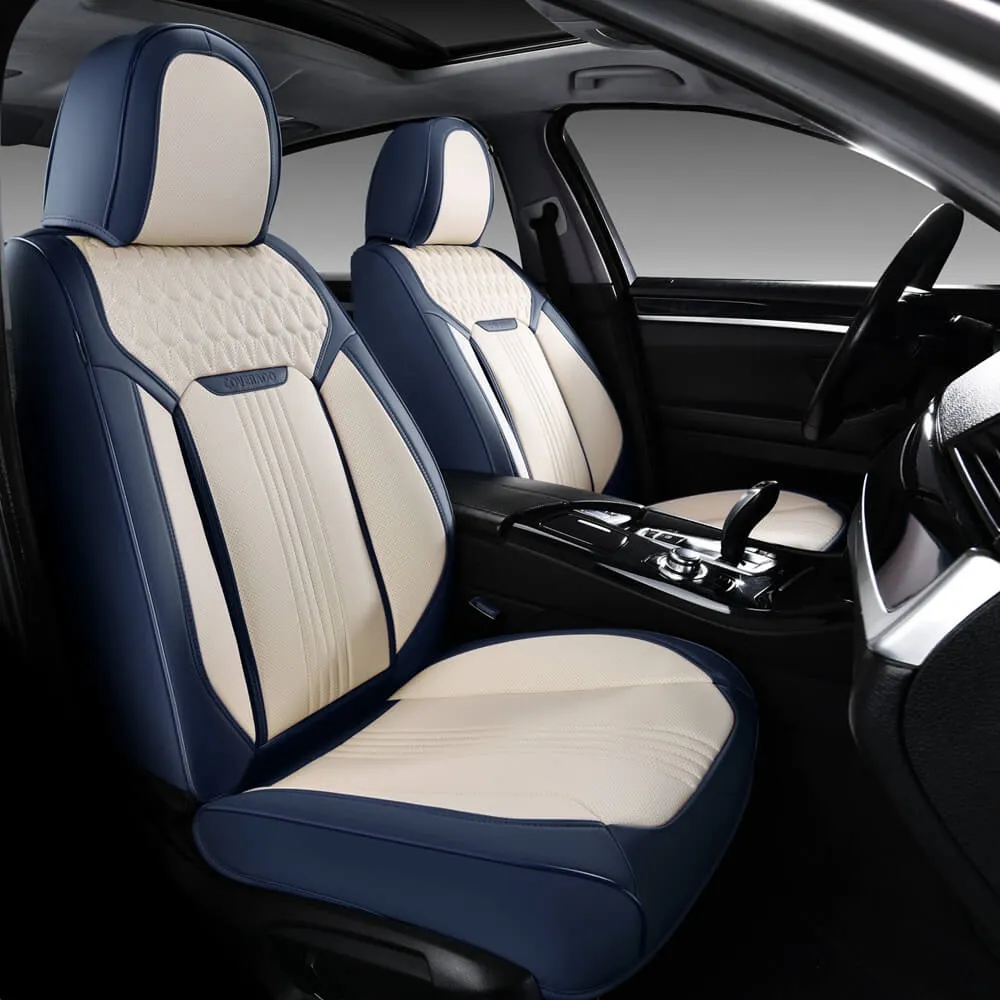 Coverado Front Car Seat Covers Set High Quality Faux Leather Waterproof Universal Fit