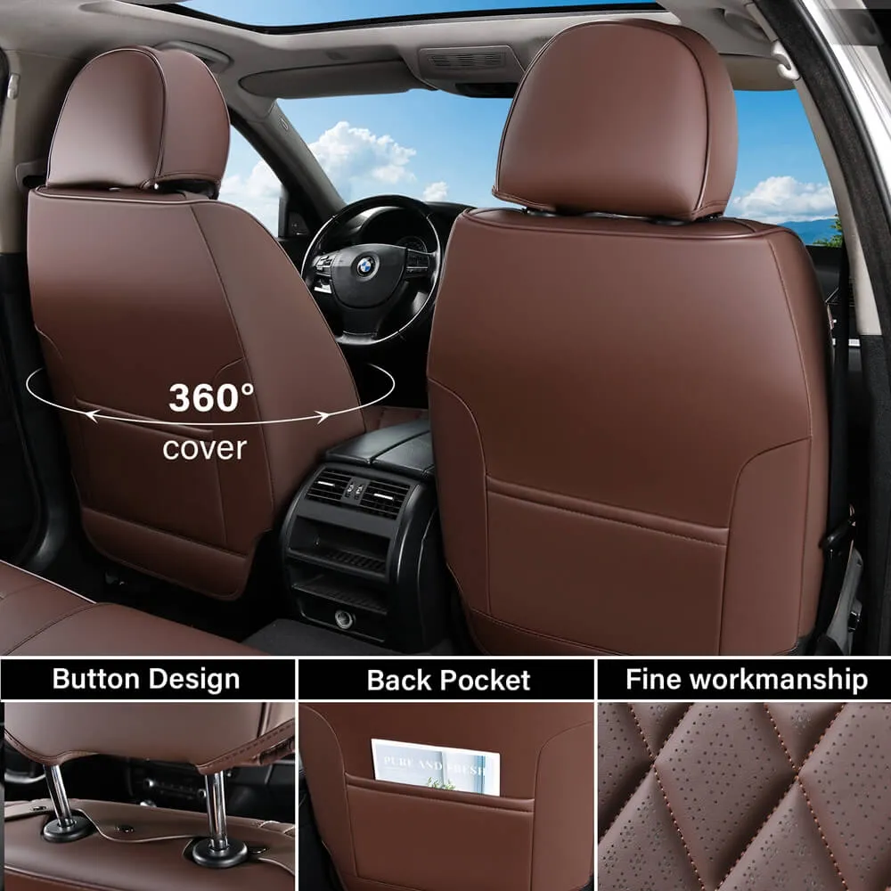Coverado Front Pair Seat Covers 2 Seats Faux Leather Breathable Waterproof Universal Fit