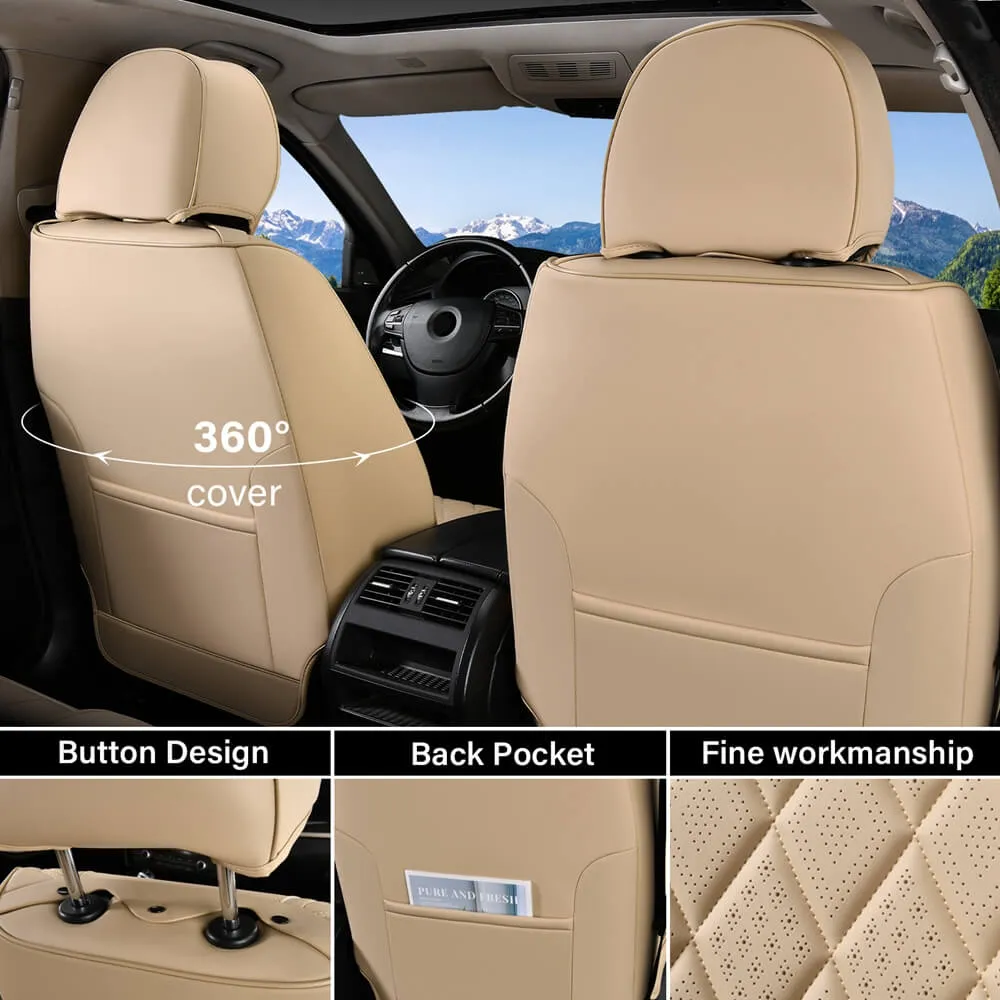 Coverado Front Pair Seat Covers 2 Seats Faux Leather Breathable Waterproof Universal Fit