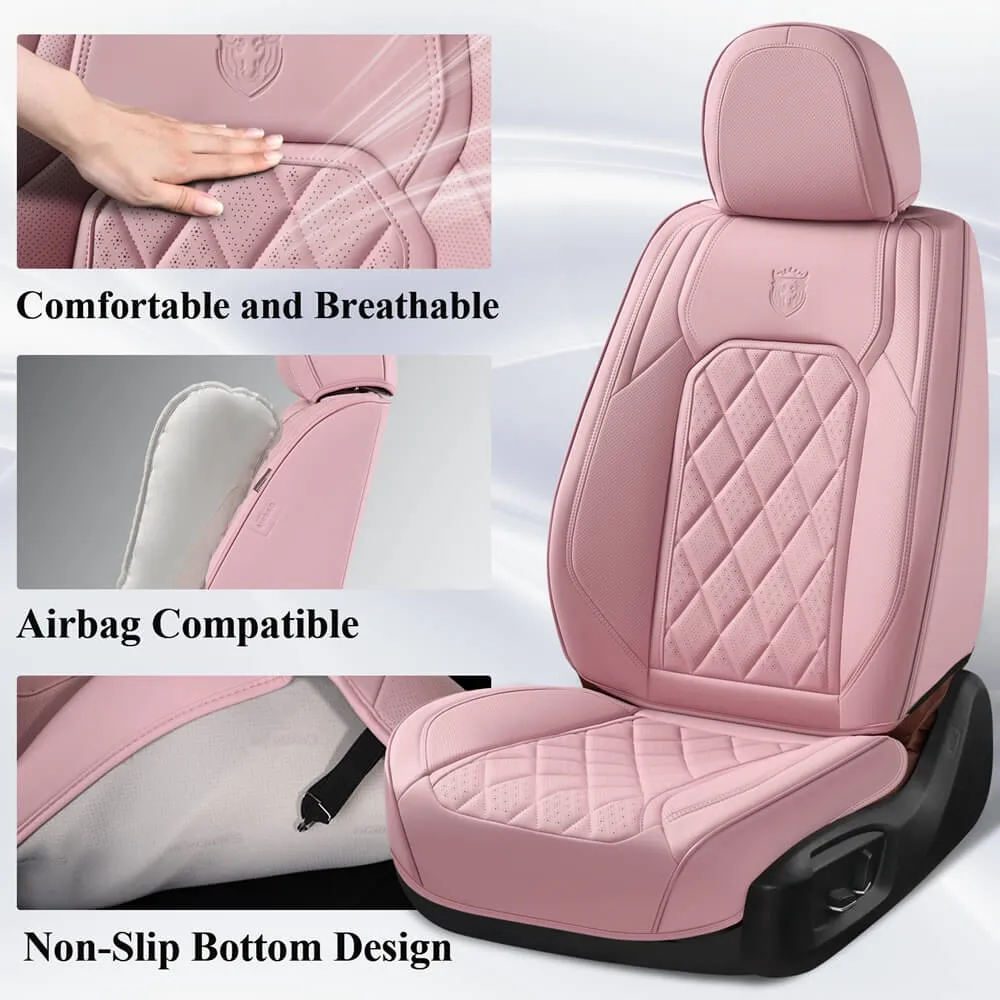 Coverado Front Pair Seat Covers 2 Seats Faux Leather Breathable Waterproof Universal Fit