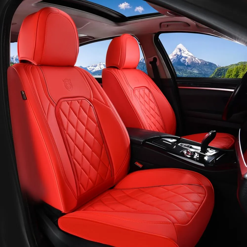 Coverado Front Pair Seat Covers 2 Seats Faux Leather Breathable Waterproof Universal Fit