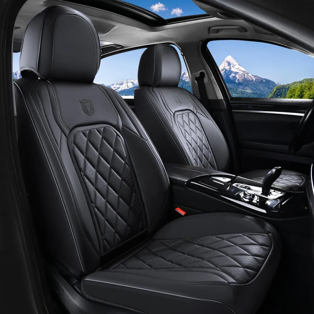 Coverado Front Pair Seat Covers 2 Seats Faux Leather Breathable Waterproof Universal Fit