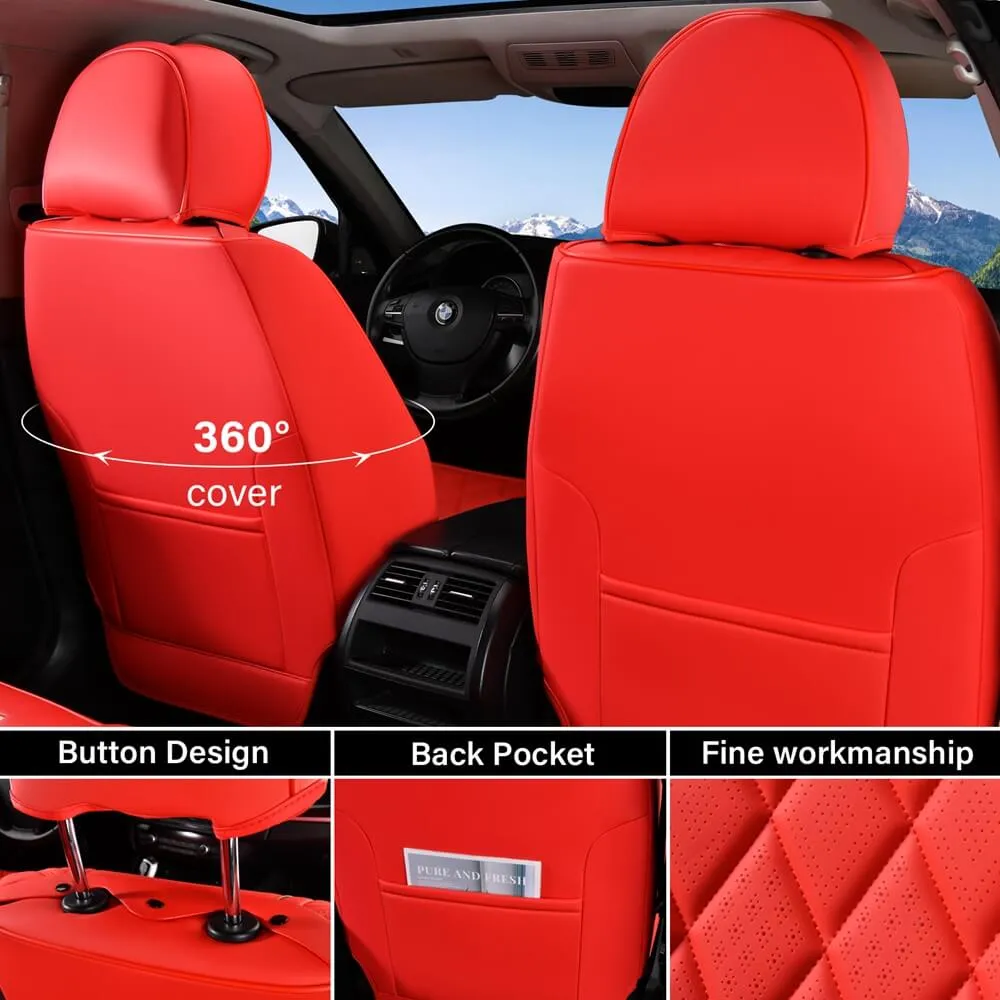 Coverado Front Pair Seat Covers 2 Seats Faux Leather Breathable Waterproof Universal Fit