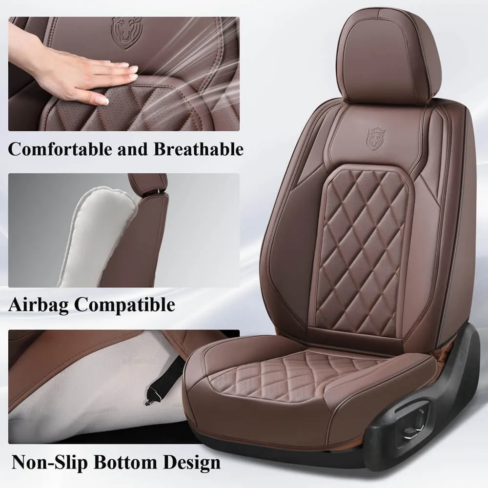 Coverado Front Pair Seat Covers 2 Seats Faux Leather Breathable Waterproof Universal Fit
