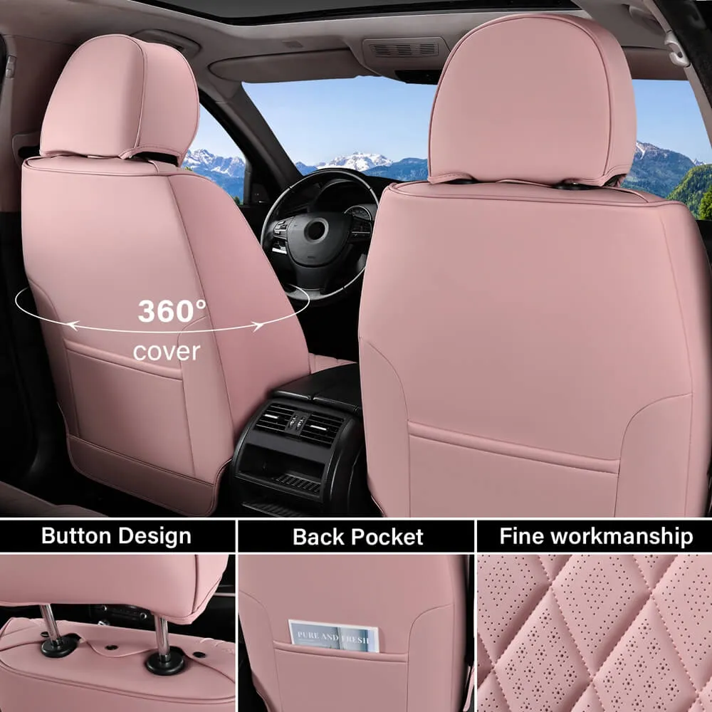 Coverado Front Pair Seat Covers 2 Seats Faux Leather Breathable Waterproof Universal Fit