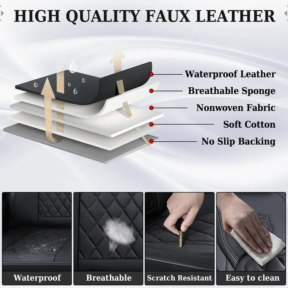 Coverado Front Pair Seat Covers 2 Seats Faux Leather Breathable Waterproof Universal Fit
