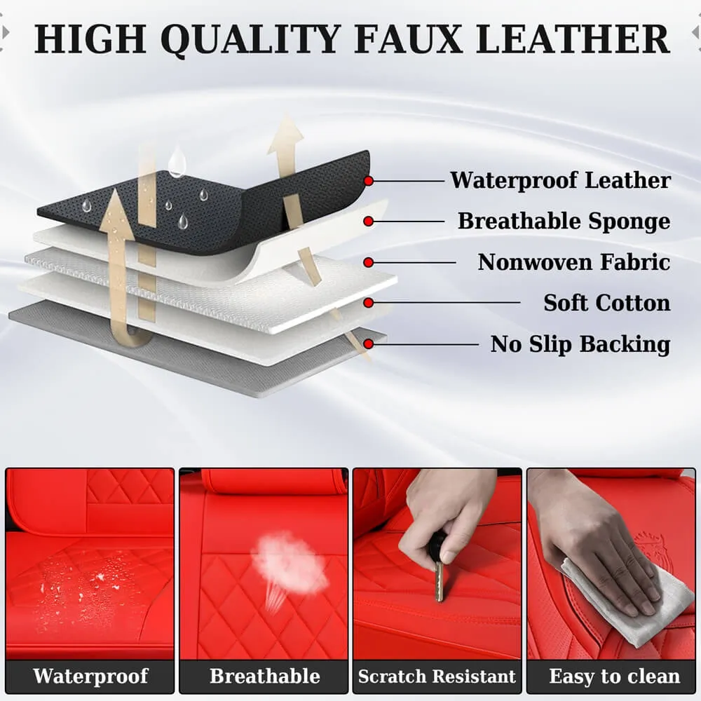 Coverado Front Pair Seat Covers 2 Seats Faux Leather Breathable Waterproof Universal Fit