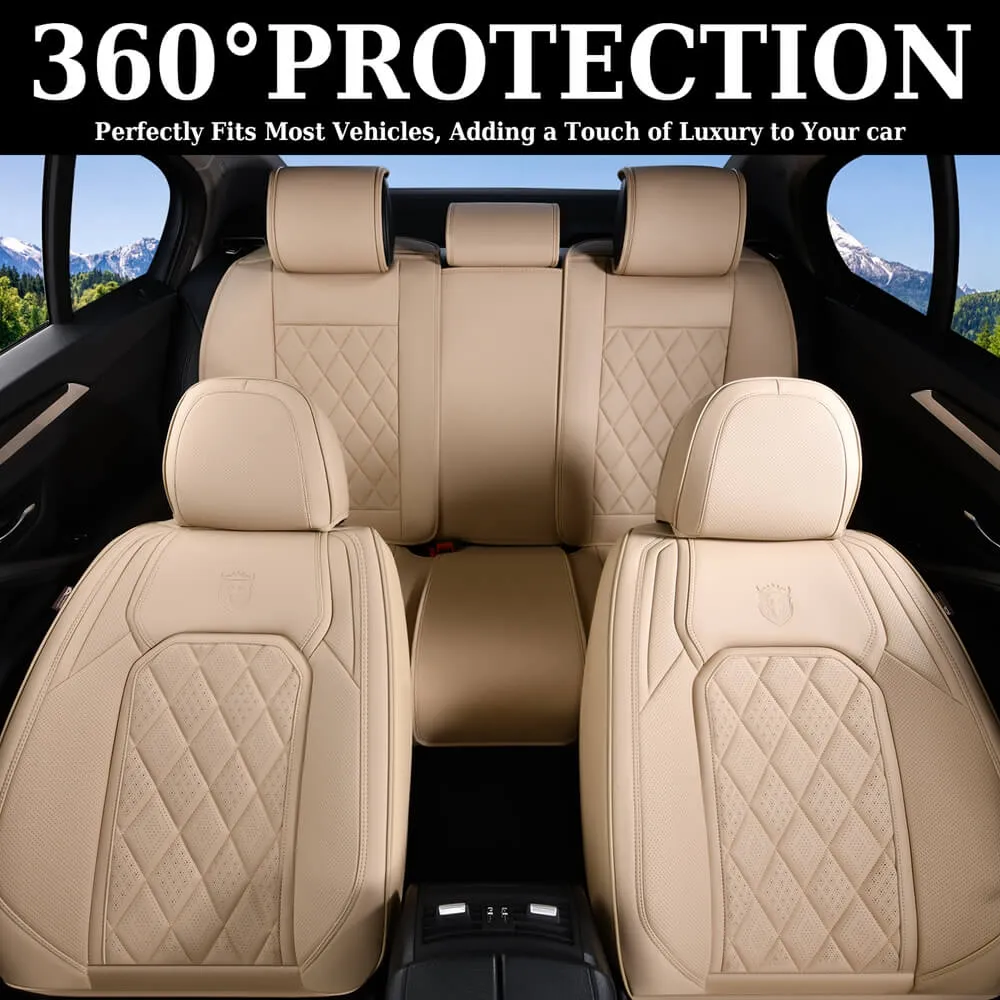 Coverado Front Pair Seat Covers 2 Seats Faux Leather Breathable Waterproof Universal Fit
