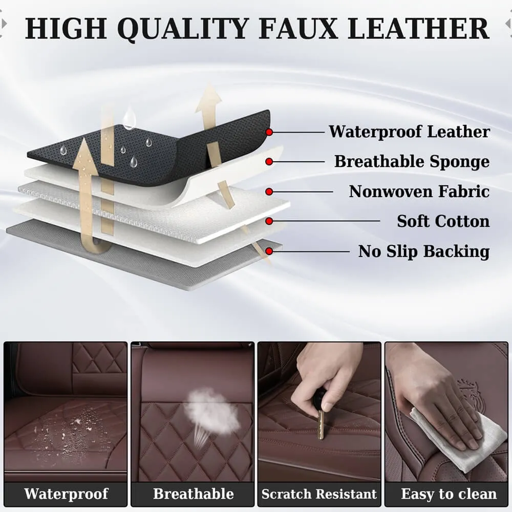Coverado Front Pair Seat Covers 2 Seats Faux Leather Breathable Waterproof Universal Fit