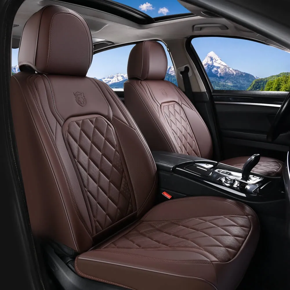 Coverado Front Pair Seat Covers 2 Seats Faux Leather Breathable Waterproof Universal Fit