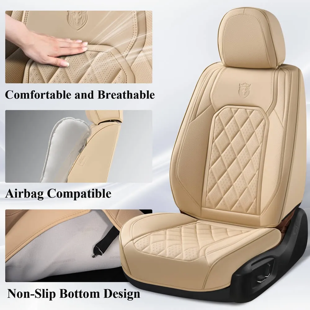 Coverado Front Pair Seat Covers 2 Seats Faux Leather Breathable Waterproof Universal Fit