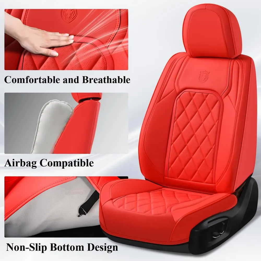Coverado Front Pair Seat Covers 2 Seats Faux Leather Breathable Waterproof Universal Fit