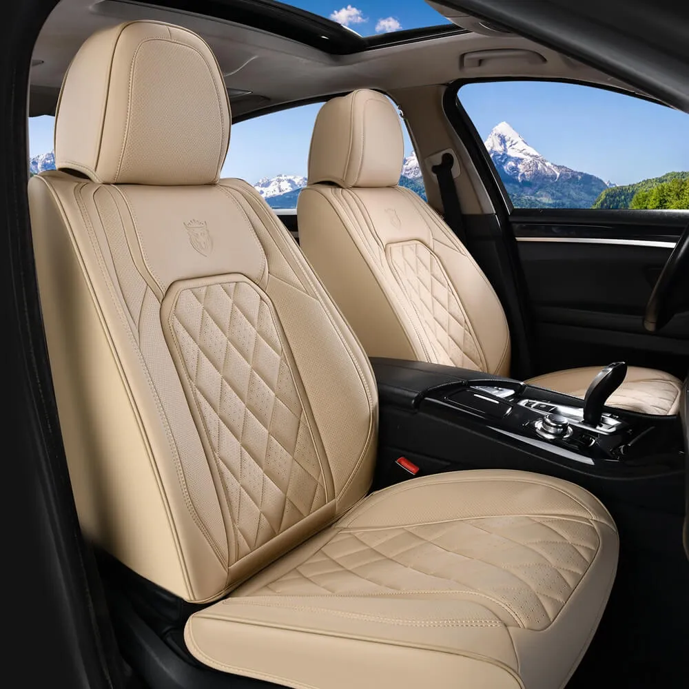 Coverado Front Pair Seat Covers 2 Seats Faux Leather Breathable Waterproof Universal Fit