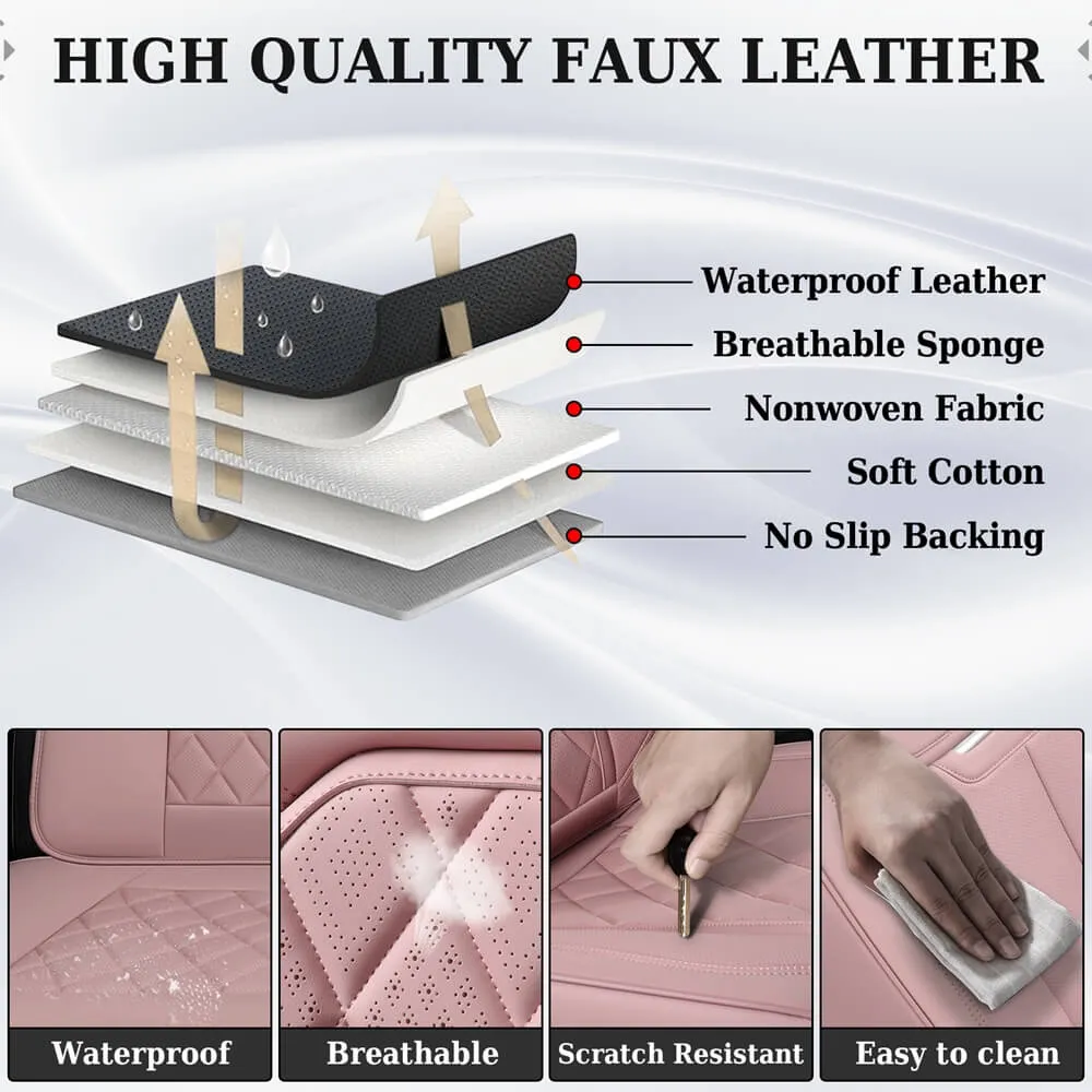Coverado Front Pair Seat Covers 2 Seats Faux Leather Breathable Waterproof Universal Fit