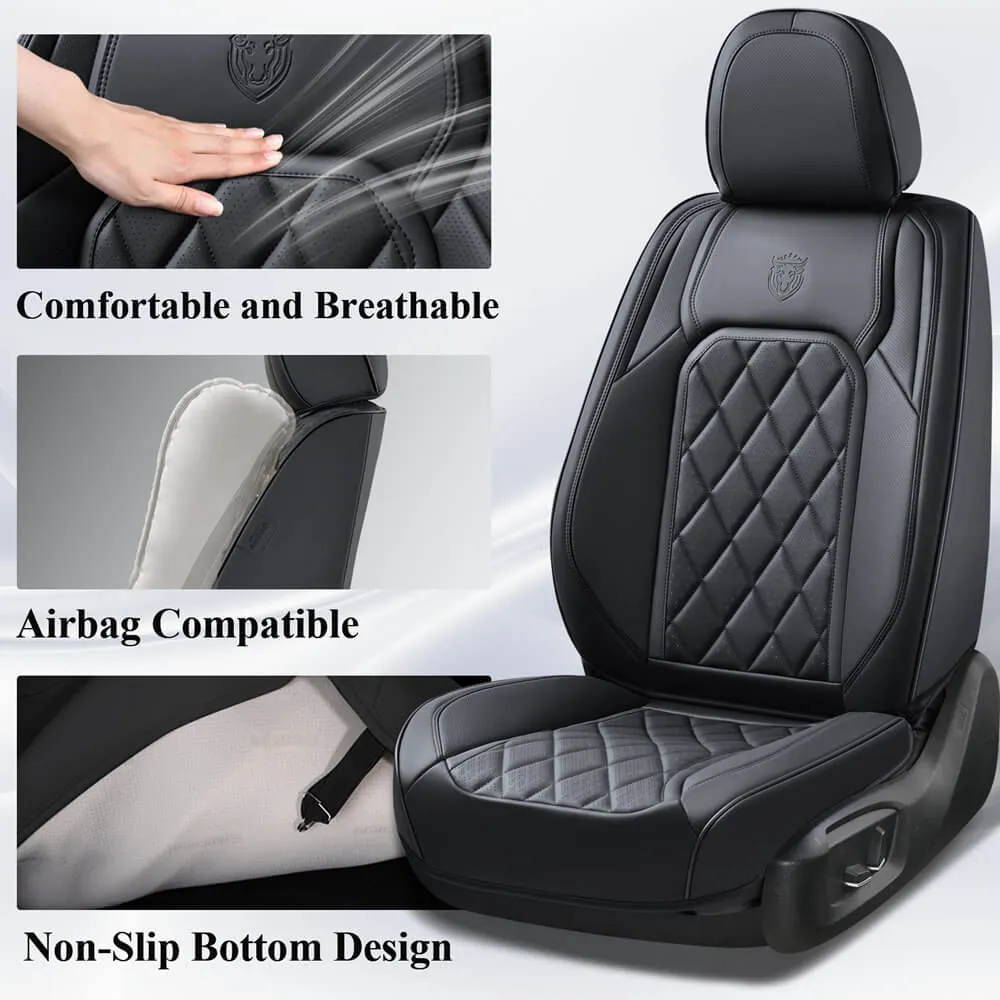 Coverado Front Pair Seat Covers 2 Seats Faux Leather Breathable Waterproof Universal Fit