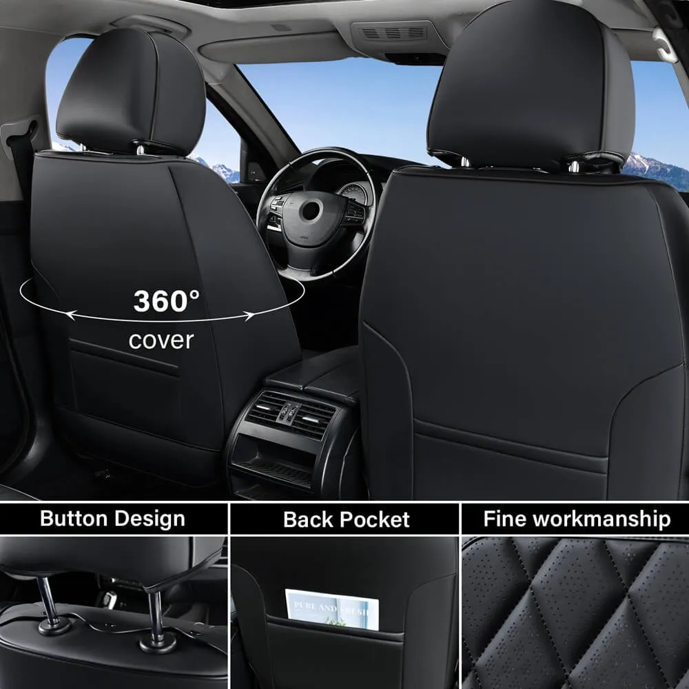 Coverado Front Pair Seat Covers 2 Seats Faux Leather Breathable Waterproof Universal Fit