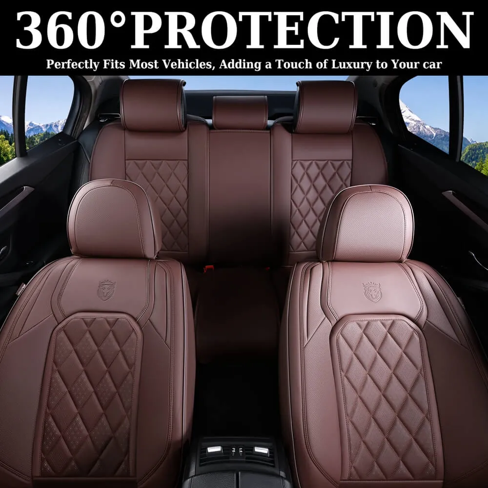 Coverado Front Pair Seat Covers 2 Seats Faux Leather Breathable Waterproof Universal Fit