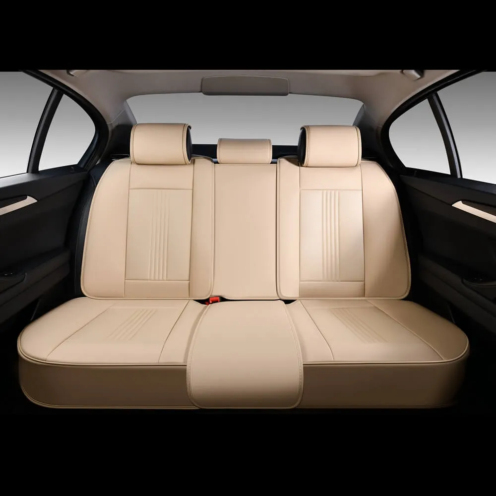 Coverado Luxury Front and Back Car Seat Covers Premium Faux Leather Waterproof Universal Fit