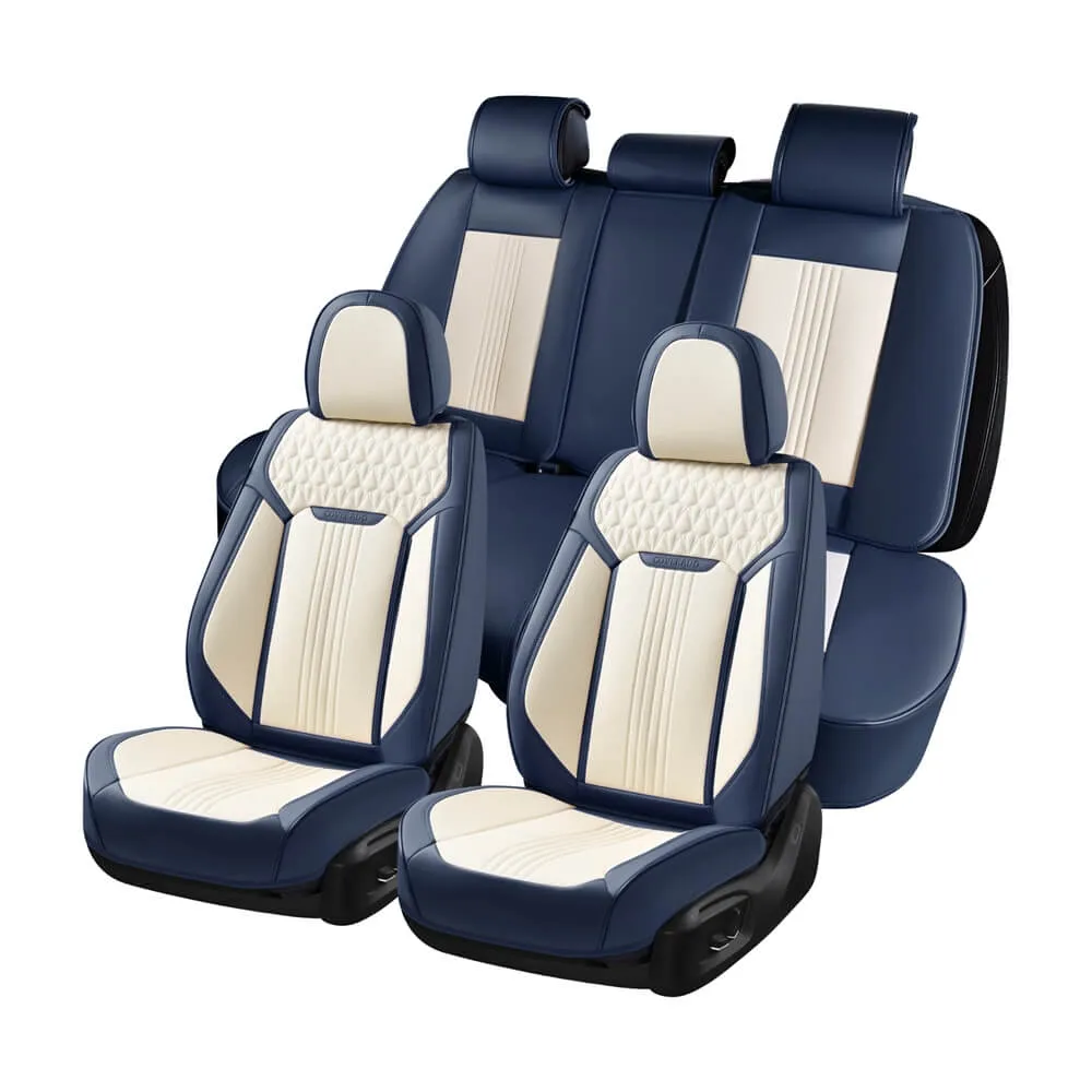 Coverado Luxury Front and Back Car Seat Covers Premium Faux Leather Waterproof Universal Fit