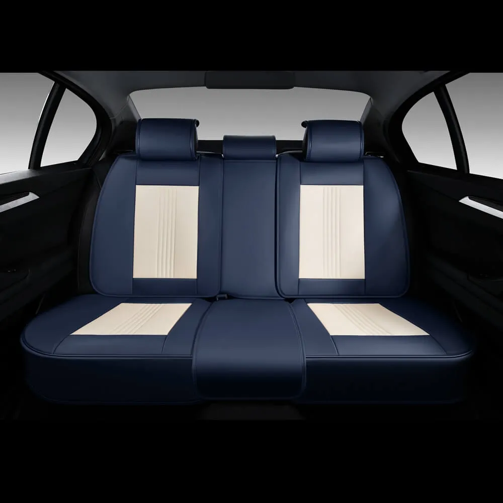 Coverado Luxury Front and Back Car Seat Covers Premium Faux Leather Waterproof Universal Fit