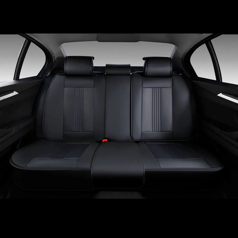 Coverado Luxury Front and Back Car Seat Covers Premium Faux Leather Waterproof Universal Fit