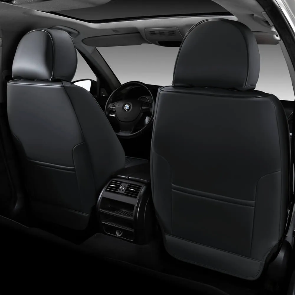 Coverado Luxury Front and Back Car Seat Covers Premium Faux Leather Waterproof Universal Fit