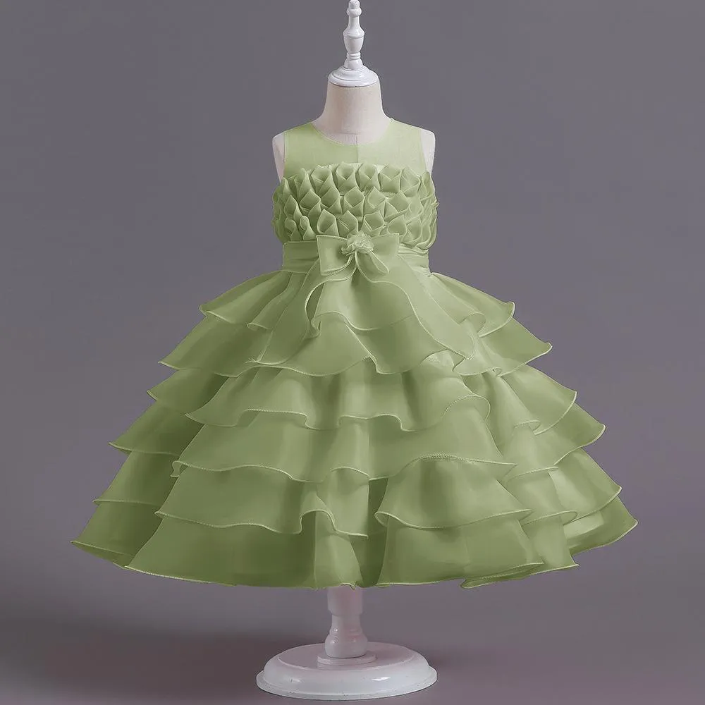 D409 Outong Yoliyolei 2022 Children's Baptism Clothes Dress Baby Full Moon Flower Skirt Cake Wedding Dress Princess Skirt Baby Puffy Dress Birthday Outfits