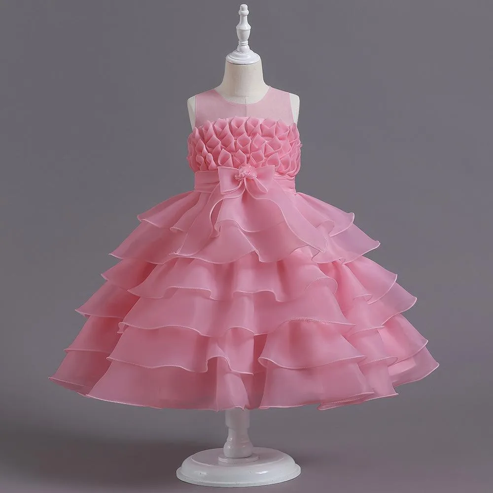 D409 Outong Yoliyolei 2022 Children's Baptism Clothes Dress Baby Full Moon Flower Skirt Cake Wedding Dress Princess Skirt Baby Puffy Dress Birthday Outfits