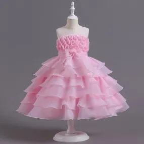D409 Outong Yoliyolei 2022 Children's Baptism Clothes Dress Baby Full Moon Flower Skirt Cake Wedding Dress Princess Skirt Baby Puffy Dress Birthday Outfits