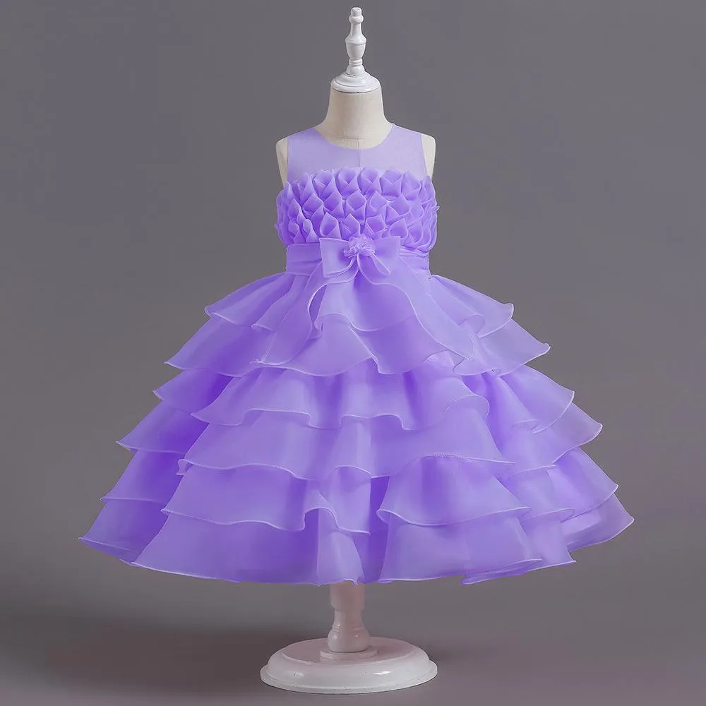 D409 Outong Yoliyolei 2022 Children's Baptism Clothes Dress Baby Full Moon Flower Skirt Cake Wedding Dress Princess Skirt Baby Puffy Dress Birthday Outfits