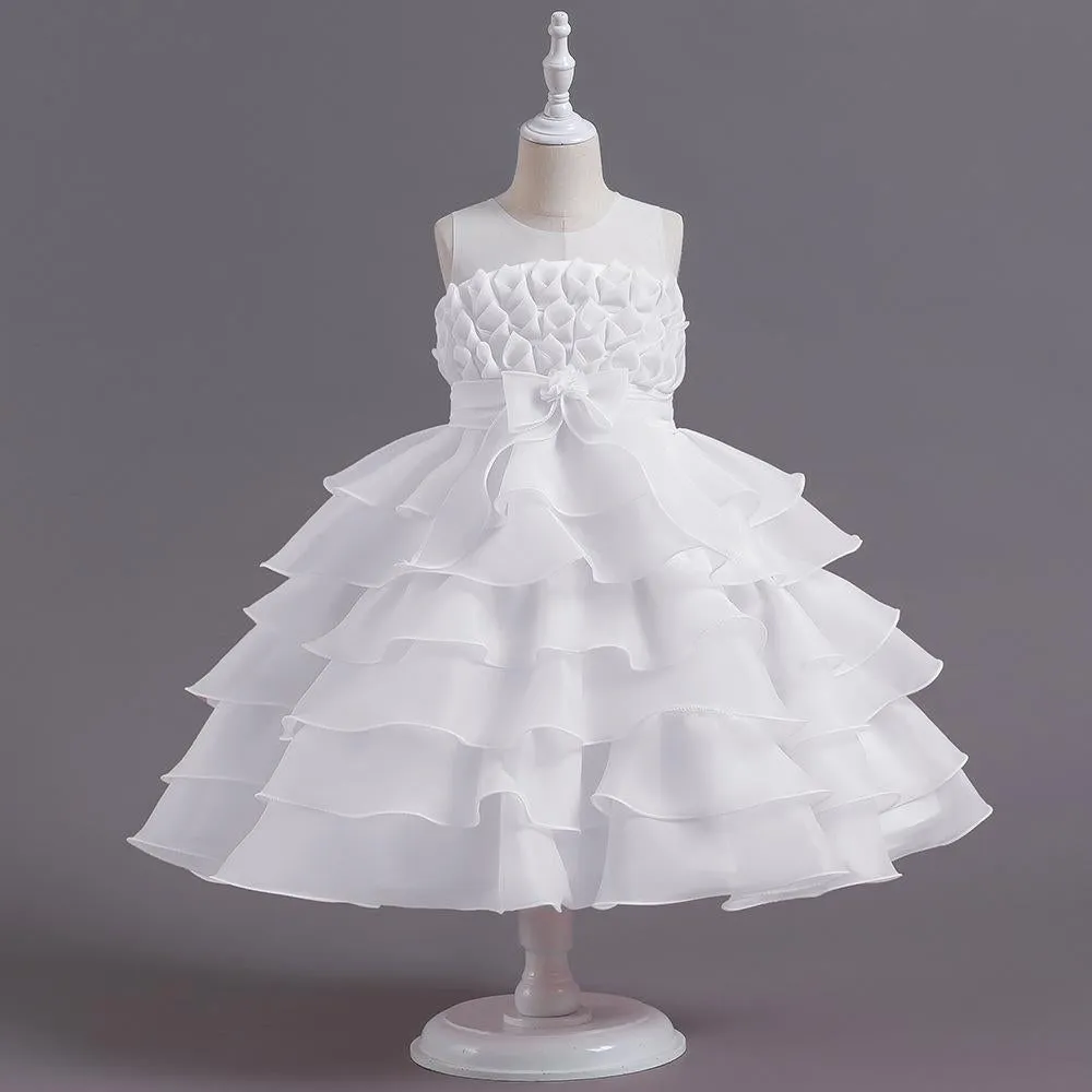 D409 Outong Yoliyolei 2022 Children's Baptism Clothes Dress Baby Full Moon Flower Skirt Cake Wedding Dress Princess Skirt Baby Puffy Dress Birthday Outfits