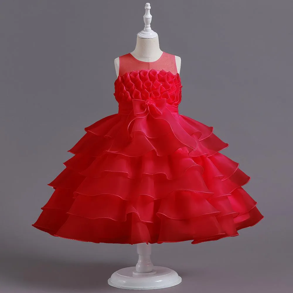 D409 Outong Yoliyolei 2022 Children's Baptism Clothes Dress Baby Full Moon Flower Skirt Cake Wedding Dress Princess Skirt Baby Puffy Dress Birthday Outfits