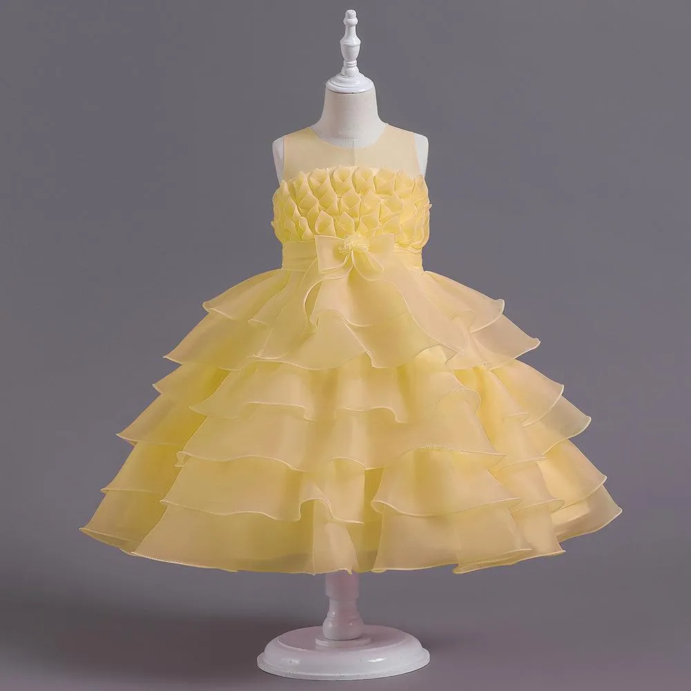 D409 Outong Yoliyolei 2022 Children's Baptism Clothes Dress Baby Full Moon Flower Skirt Cake Wedding Dress Princess Skirt Baby Puffy Dress Birthday Outfits