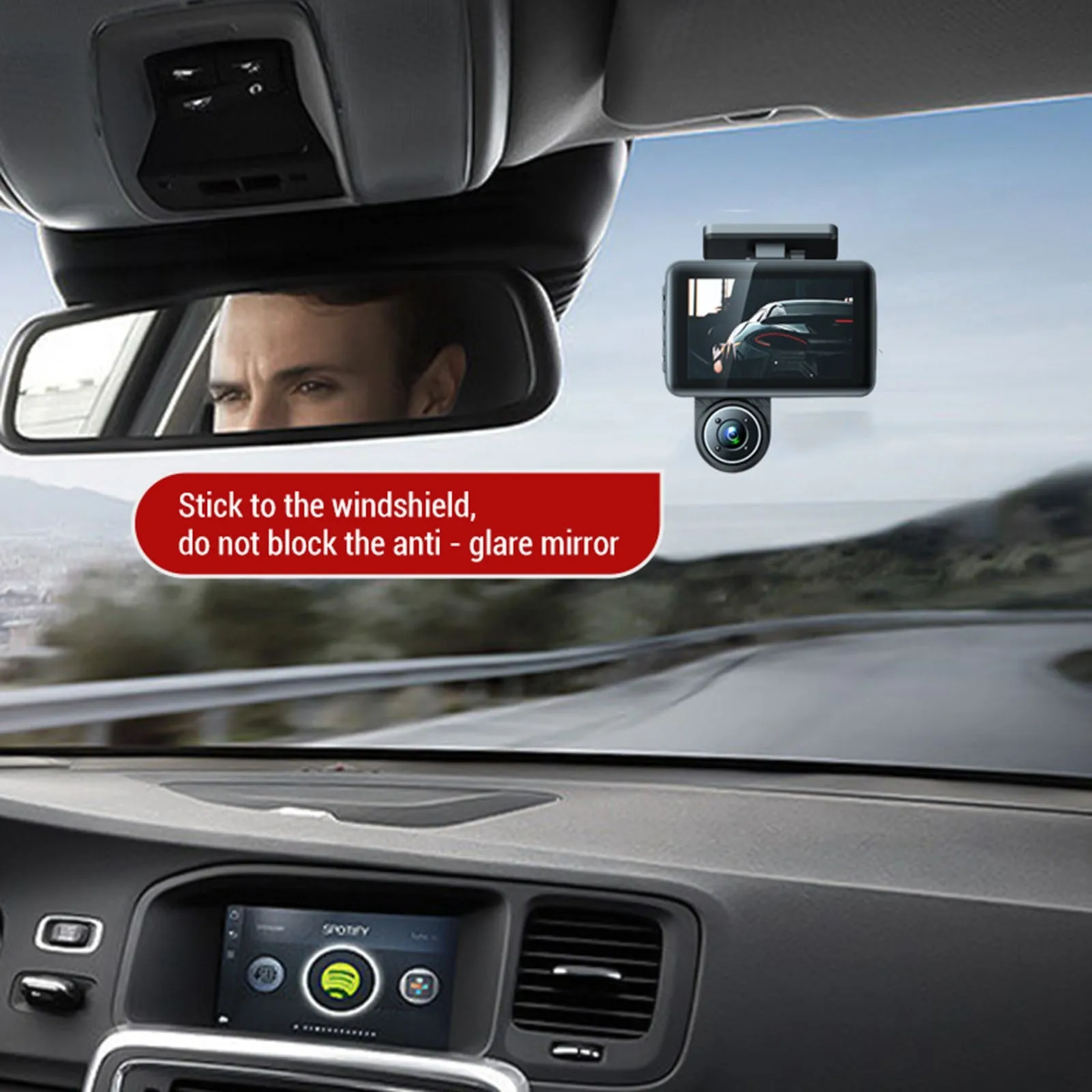 Dash Cam Front Rear Inside 3 Channel 1080P 4.0 Inch Screen Car