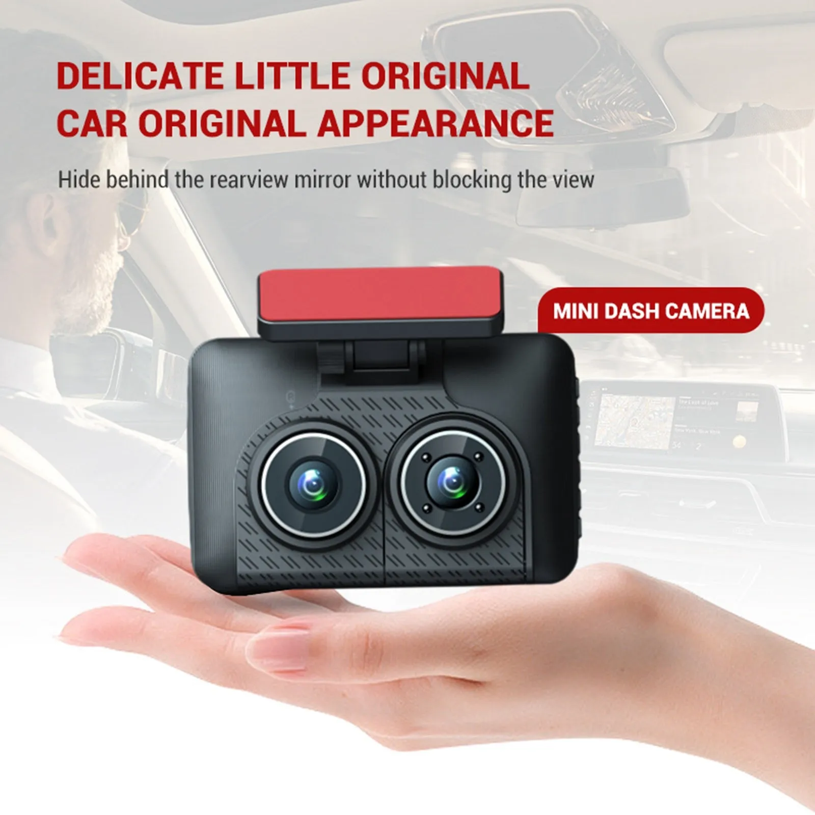 Dash Cam Front Rear Inside 3 Channel 1080P 4.0 Inch Screen Car