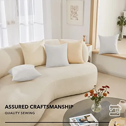 Deconovo 4 PCS Pillow Covers 18x18, No Insert - Faux Linen Sublimation Cushion Covers White Blank Pillow Covers, Throw Pillow Cases for Sofa, 18x18 Inch Natural White, Set of 4, Case Only