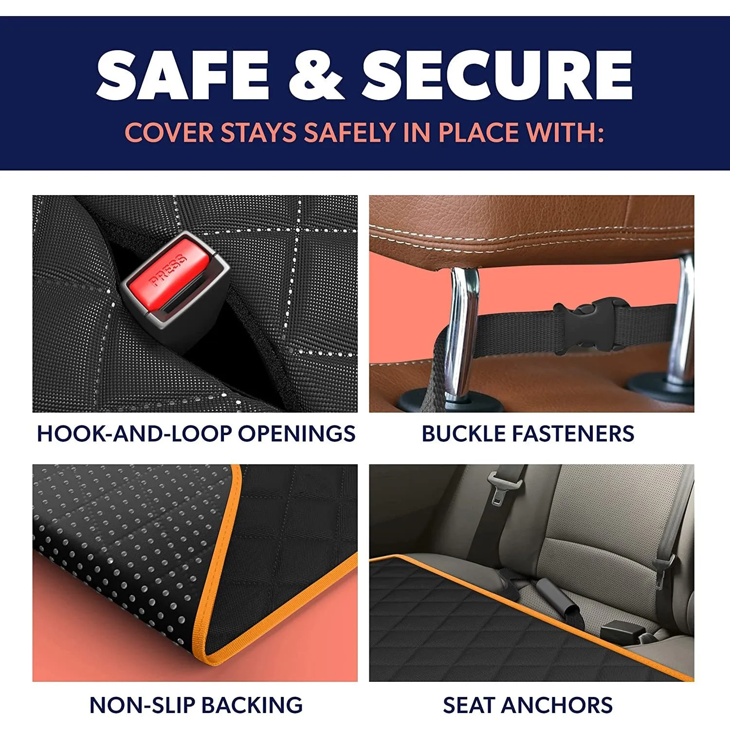 Dog Rear Seat Cover Protector Waterproof Anti-Scratch Anti-Slip Hammock