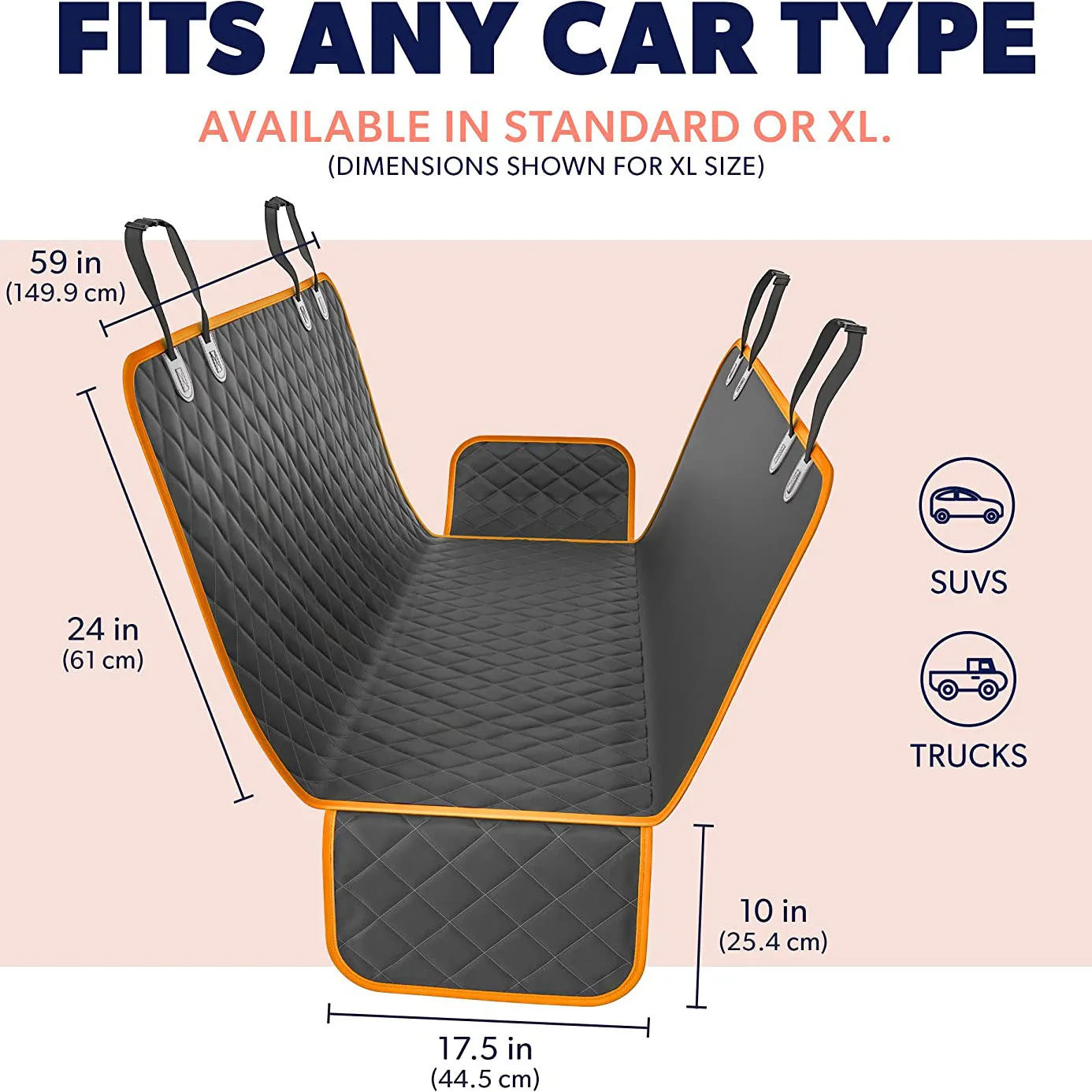 Dog Rear Seat Cover Protector Waterproof Anti-Scratch Anti-Slip Hammock