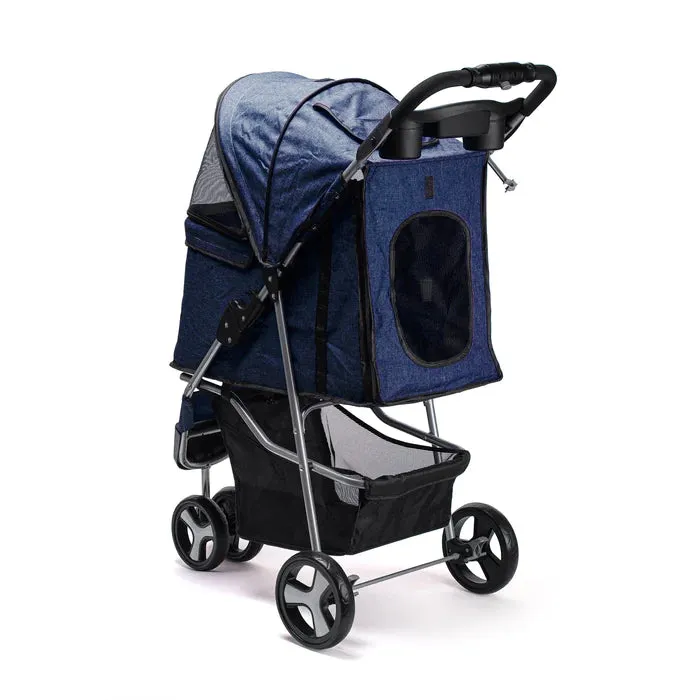 Dogline Blue Casual Stroller   Removable Cup Holder Dog Carrier