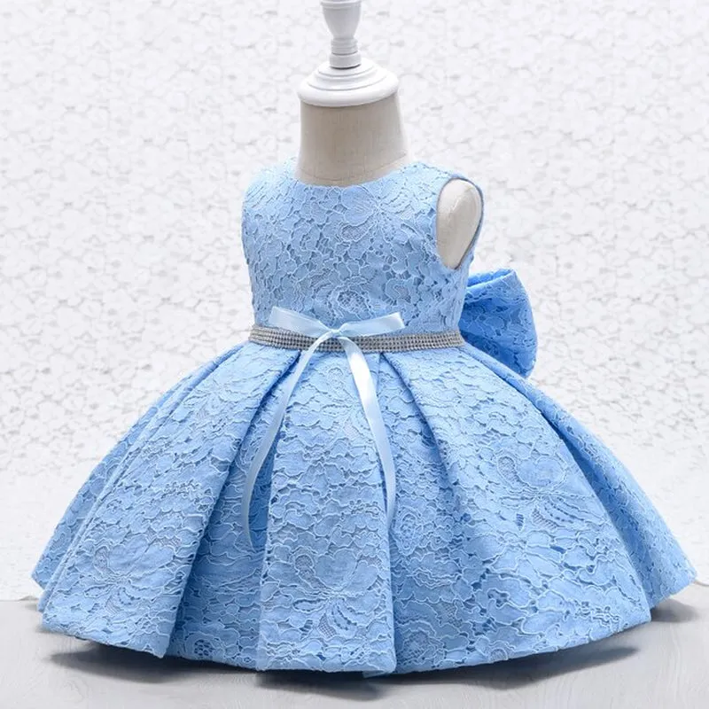 EA005 6 to 24 Month Elegant Soft Printing SleevelesAs Skirt Newborn Girl Baby Lace Princess Party Dress