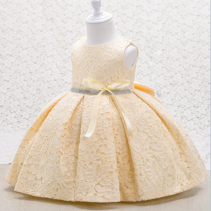 EA005 6 to 24 Month Elegant Soft Printing SleevelesAs Skirt Newborn Girl Baby Lace Princess Party Dress