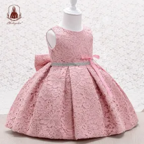 EA005 6 to 24 Month Elegant Soft Printing SleevelesAs Skirt Newborn Girl Baby Lace Princess Party Dress