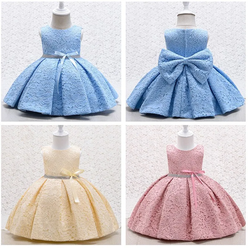 EA005 6 to 24 Month Elegant Soft Printing SleevelesAs Skirt Newborn Girl Baby Lace Princess Party Dress