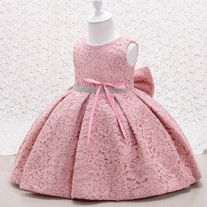 EA005 6 to 24 Month Elegant Soft Printing SleevelesAs Skirt Newborn Girl Baby Lace Princess Party Dress