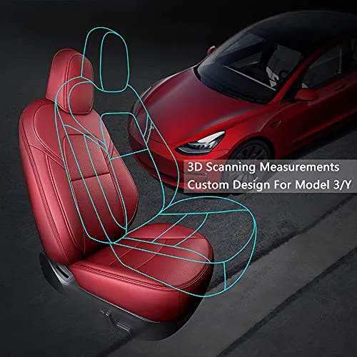Front Car Seat Covers Custom Fit for Tesla Model 3/Model Y Car Seat Protector 2PCS, Fully Wrapped Farbic Mesh Seat Cover Set for Tesla Model 3/Y2017 2018 2019 2020 2021 2022, Solid Black