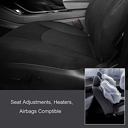Front Car Seat Covers Custom Fit for Tesla Model 3/Model Y Car Seat Protector 2PCS, Fully Wrapped Farbic Mesh Seat Cover Set for Tesla Model 3/Y2017 2018 2019 2020 2021 2022, Solid Black