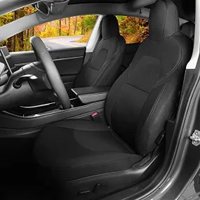 Front Car Seat Covers Custom Fit for Tesla Model 3/Model Y Car Seat Protector 2PCS, Fully Wrapped Farbic Mesh Seat Cover Set for Tesla Model 3/Y2017 2018 2019 2020 2021 2022, Solid Black