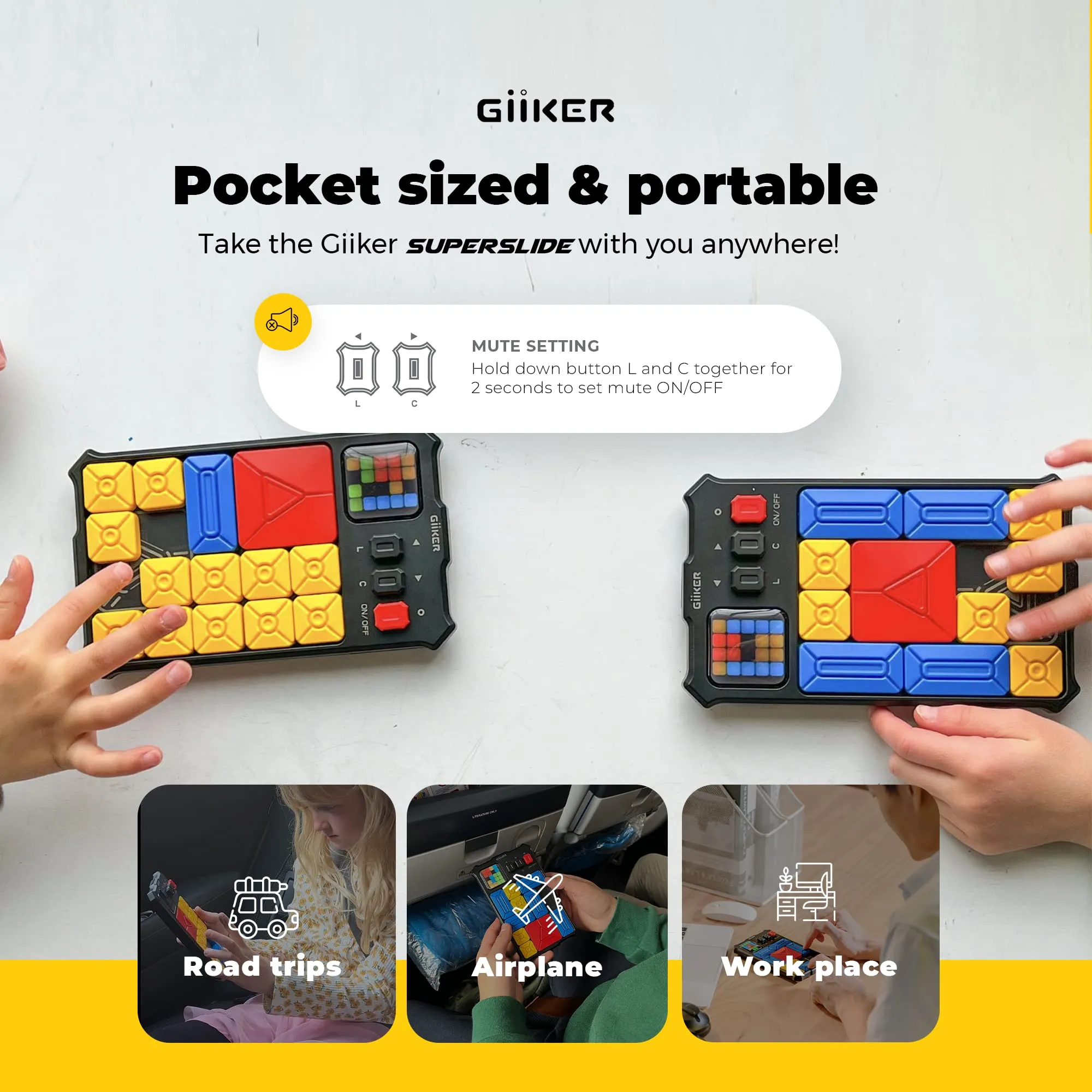 GiiKER Super Slide Brain Games,500 Level IQ Puzzles,Handheld games Educational Toys,Perfect For Relaxing Stress Relief,Leisure Travel Fun Toys, A Gift For Kids At All Ages.
