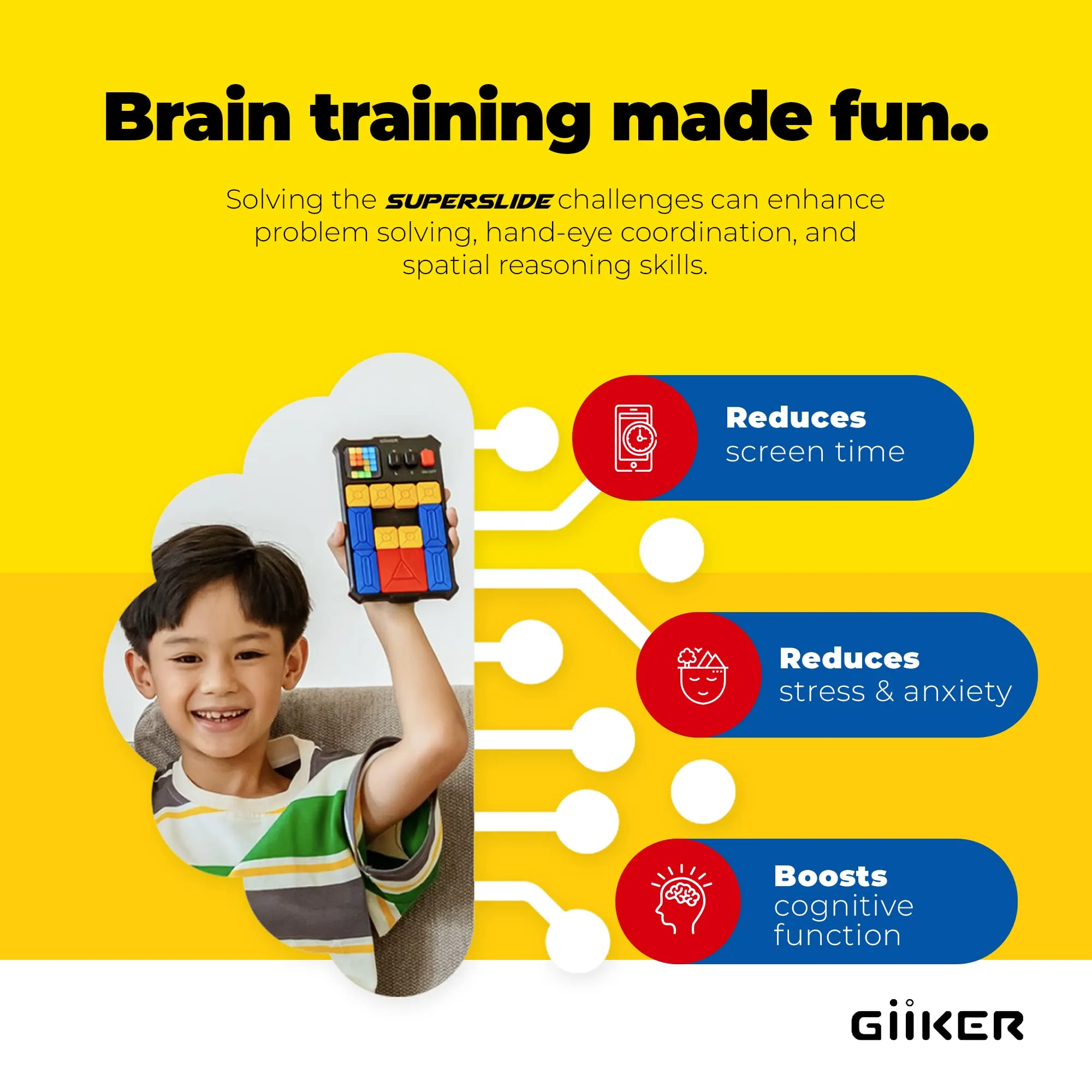 GiiKER Super Slide Brain Games,500 Level IQ Puzzles,Handheld games Educational Toys,Perfect For Relaxing Stress Relief,Leisure Travel Fun Toys, A Gift For Kids At All Ages.